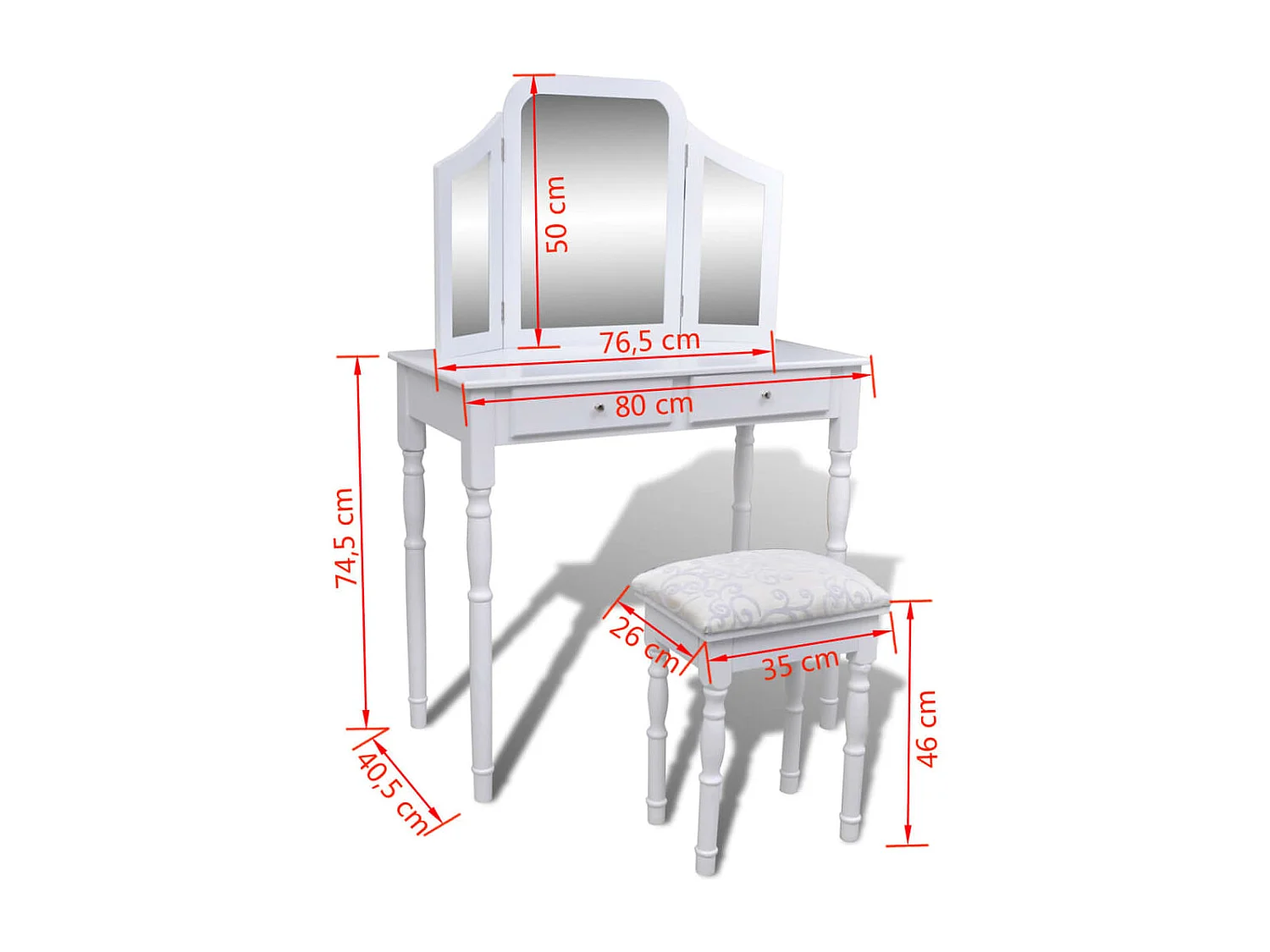 Coiffeuse design contemporaine table blanche 80 x 40.5 x 74.5 cm 02_0021276