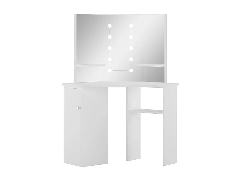 Tocador de esquina mesa de maquillaje con luz LED 111 x 54 x 141,5 cm blanco claro 02_0006335