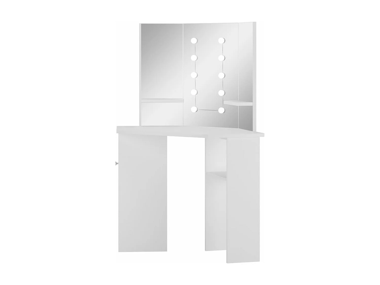 Penteadeira de canto mesa de maquiagem luz led 111 x 54 x 141,5 cm branco claro 02_0006335