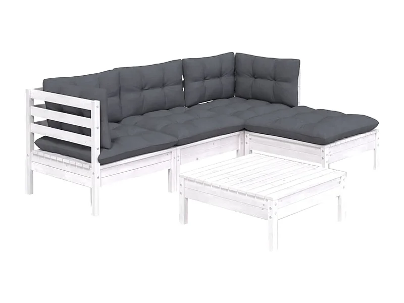 Salon de jardin meuble bois blanche 63.5 x 63.5 x 62.5 cm 02_0016302