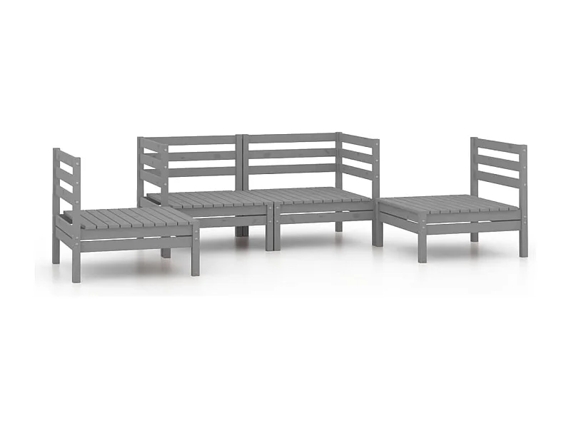 Muebles de jardín muebles de exterior juego de muebles 4 piezas madera maciza de pino gris 02_0016254