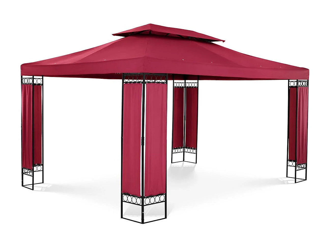 Pergola padiglione barnum pergolato tenda riparo gazebo da giardino terrazza beige rosso - 3 x 4 m - 160 g/m² 14_0002770