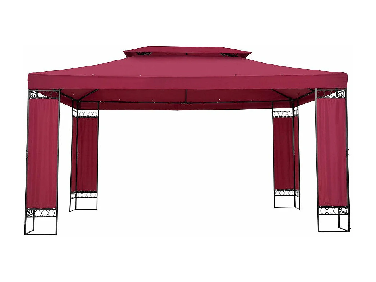 Pergola padiglione barnum pergolato tenda riparo gazebo da giardino terrazza beige rosso - 3 x 4 m - 160 g/m² 14_0002770