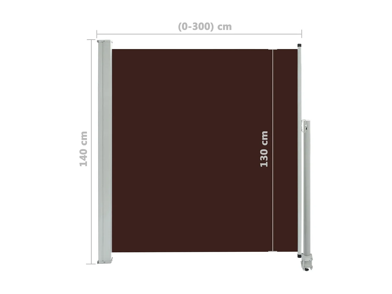 Toldo de protección lateral retráctil para patio, jardín, terraza, balcón, protección visual, 140 x 300 cm, marrón 02_0007229