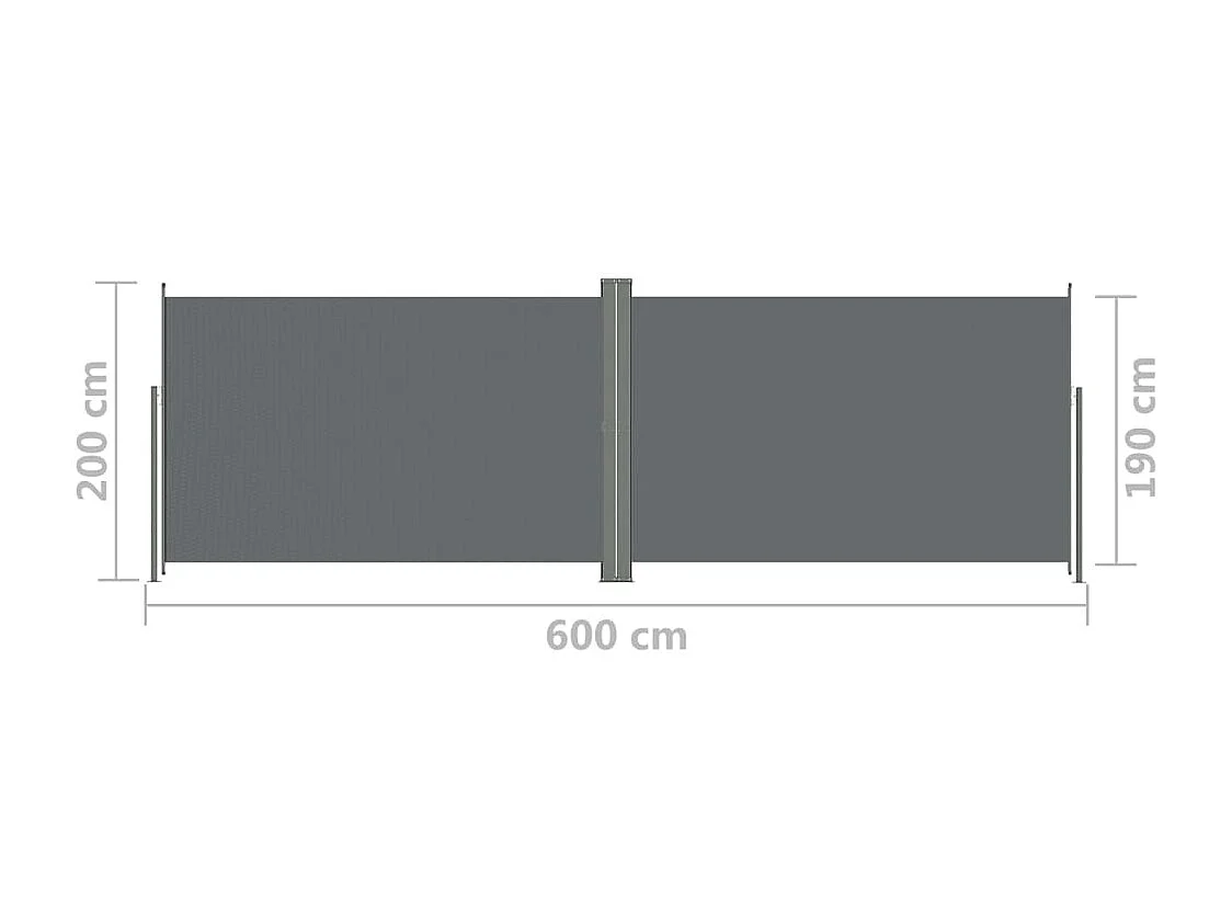 Tela de toldo cortina de privacidade lateral retrátil para pátio jardim terraço varanda tela de proteção visual 200 x 600 cm antracite 02_0007123