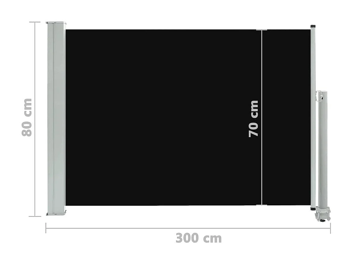 Auvent paravent store brise-vue noire 300 x 80 x 80 cm 02_0007398