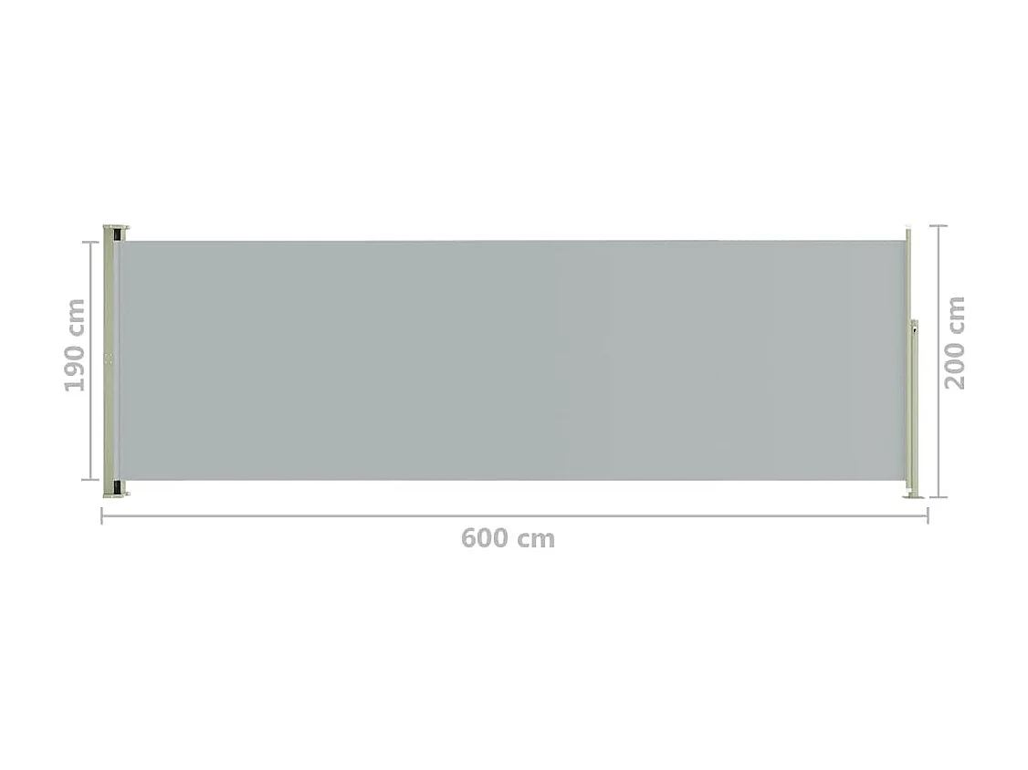 Tenda da sole schermo laterale retrattile per la privacy per patio giardino terrazza balcone schermo di protezione visiva 200 x 600 cm grigio 02_0007365