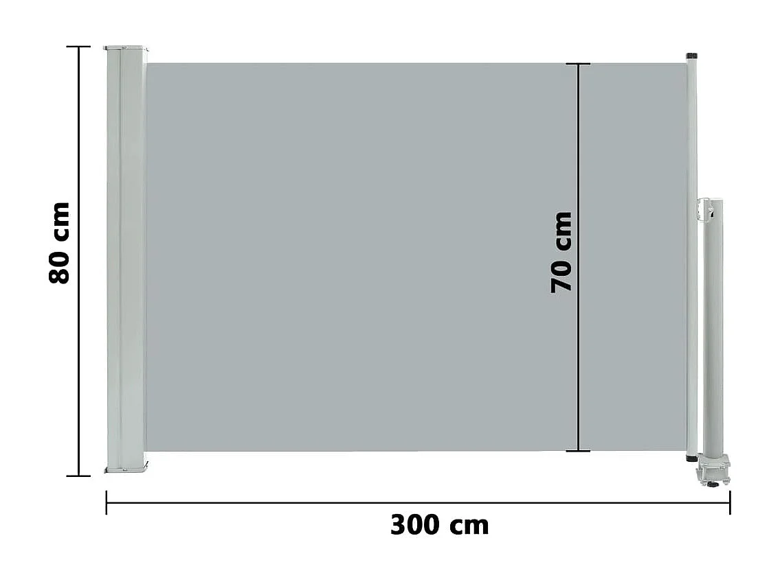 Toldo de protección lateral retráctil para patio, jardín, terraza, balcón, protección visual, 80 x 300 cm, gris 02_0007396