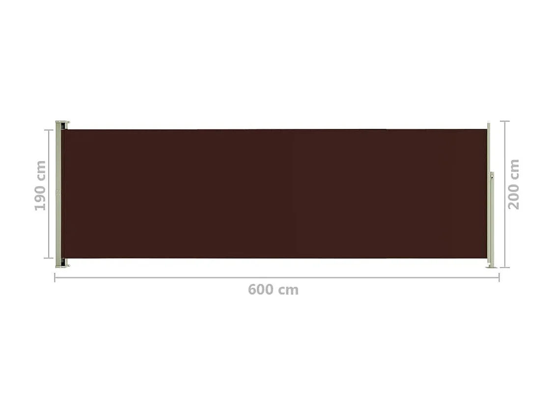 Auvent paravent store brise-vue marron 600 x 200 x 200 cm 02_0007366