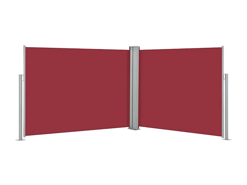 Toldo de protección lateral retráctil para terraza, jardín, terraza, balcón, protección visual, protección visual, color rojo, 140 x 1000 cm 02_0007457