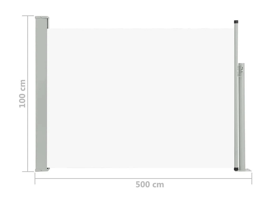 Tenda da sole schermata laterale retrattile per la privacy per patio giardino terrazza balcone schermo di protezione visiva 100 x 500 cm crema 02_0007190