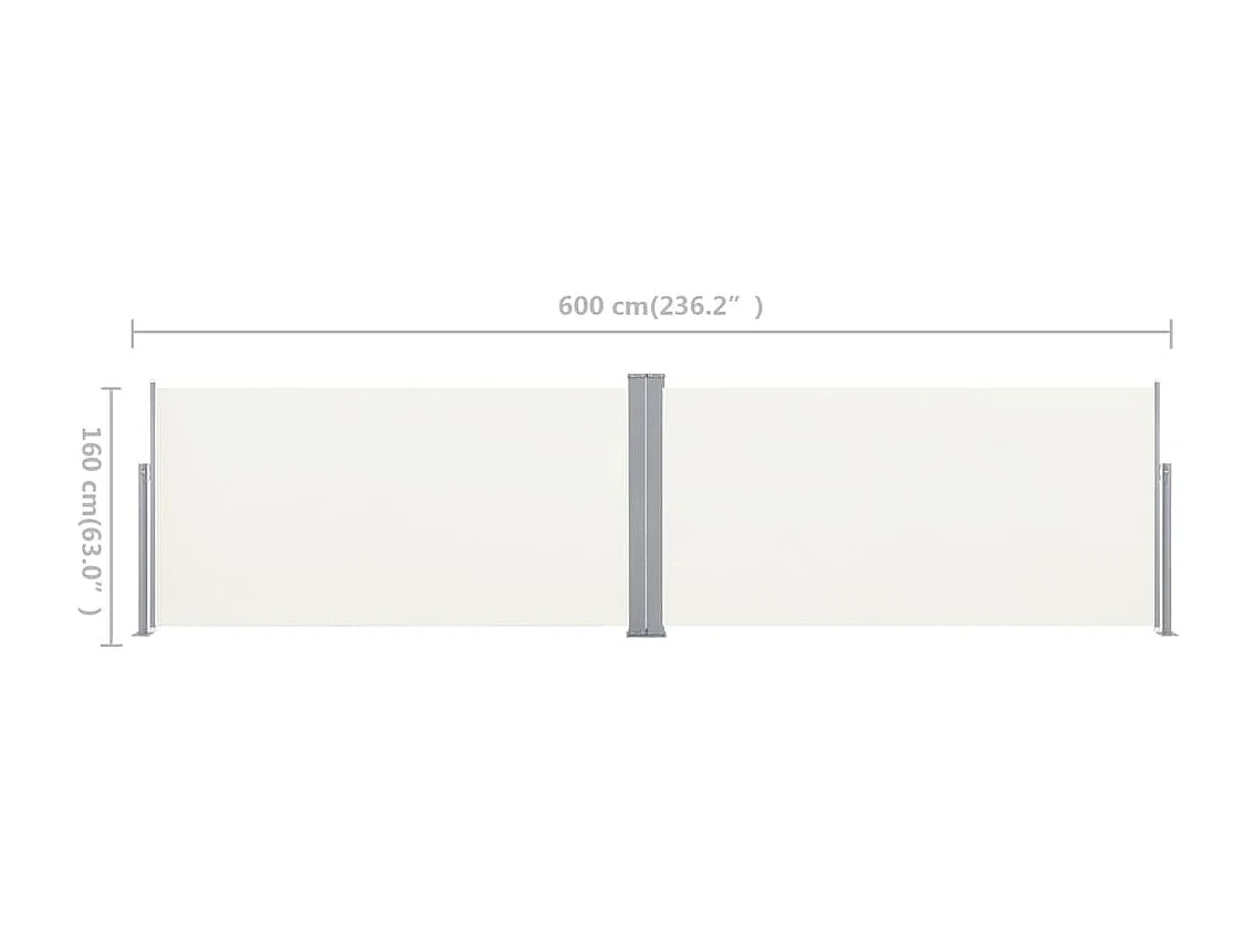 Auvent paravent store brise-vue crème 600 x 160 x 160 cm 02_0007099