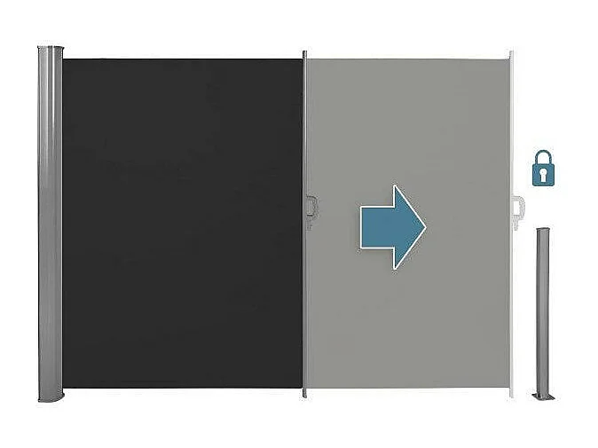 Toldo cortina lateral tela de privacidade abrigo solar retrátil de alumínio 200 x 300 cm preto 08_0000535