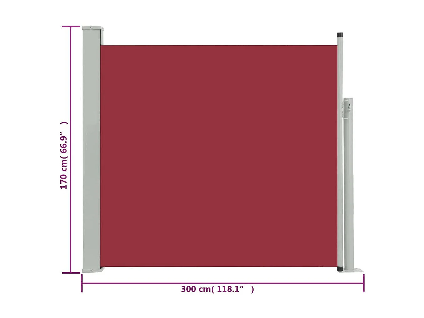 Tenda da sole schermo laterale retrattile per la privacy per patio giardino terrazza balcone schermo di protezione visiva 170 x 300 cm rosso 02_0007320
