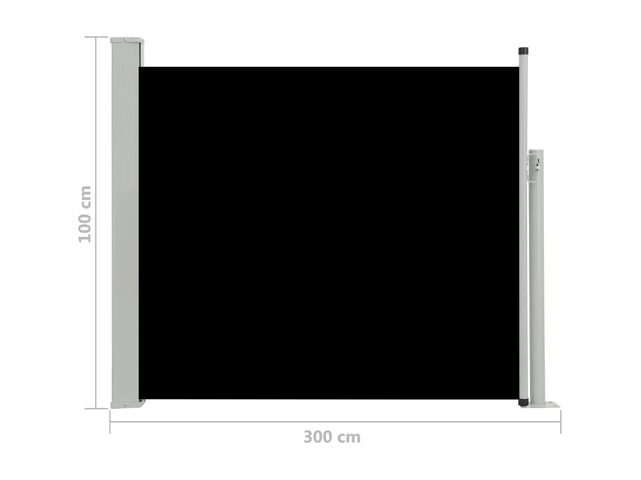 Tenda da sole parasole laterale retrattile per patio giardino terrazza balcone schermo di protezione visiva 100 x 300 cm nero 02_0007186