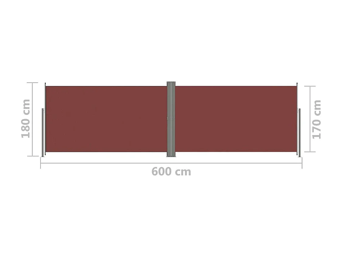 Auvent paravent store brise-vue marron 600 x 180 x 180 cm 02_0007418