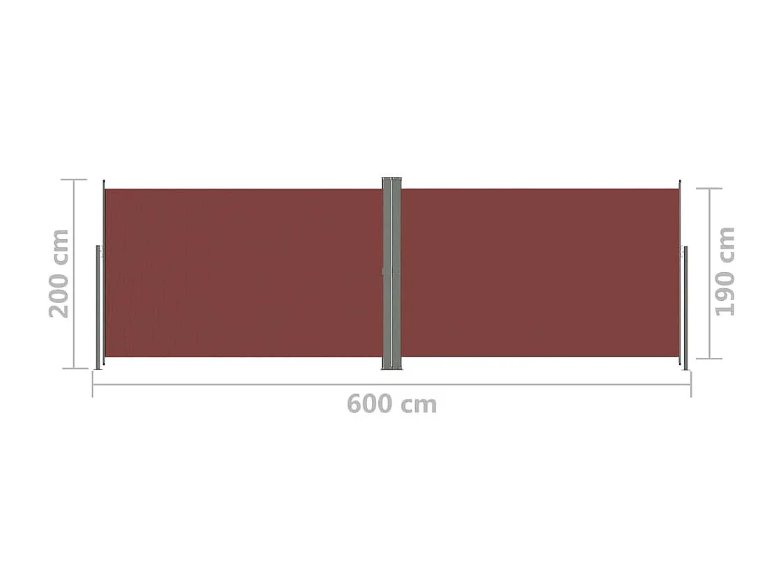 Auvent paravent store brise-vue marron 600 x 200 x 200 cm 02_0007421