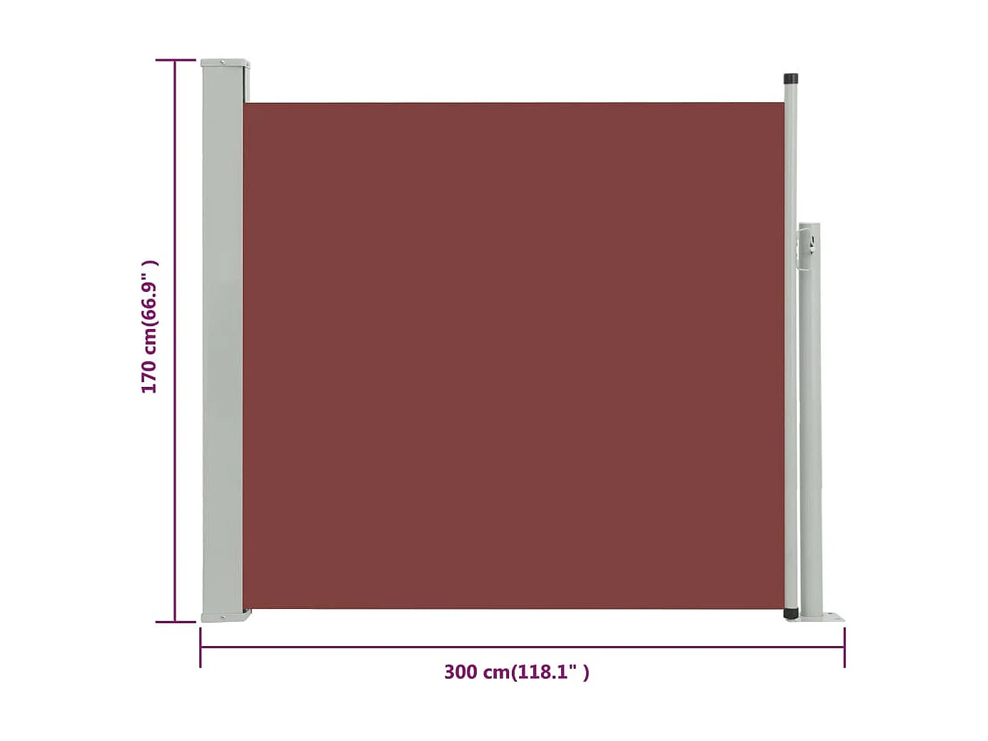 Auvent paravent store brise-vue marron 300 x 170 x 170 cm 02_0007315