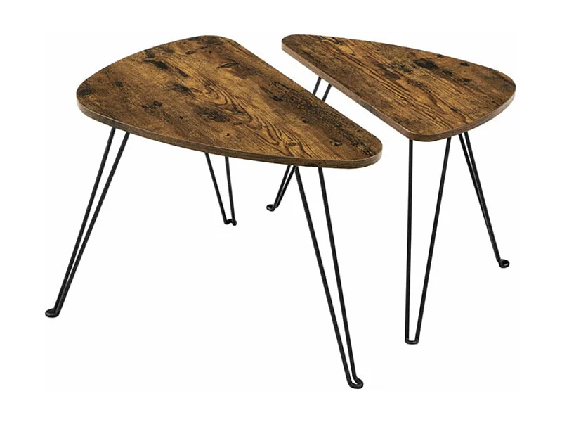Juego de 2 mesas auxiliares mesas nido mesas de centro para salón comedor dormitorio estilo industrial rústico marrón y negro 12_0002951
