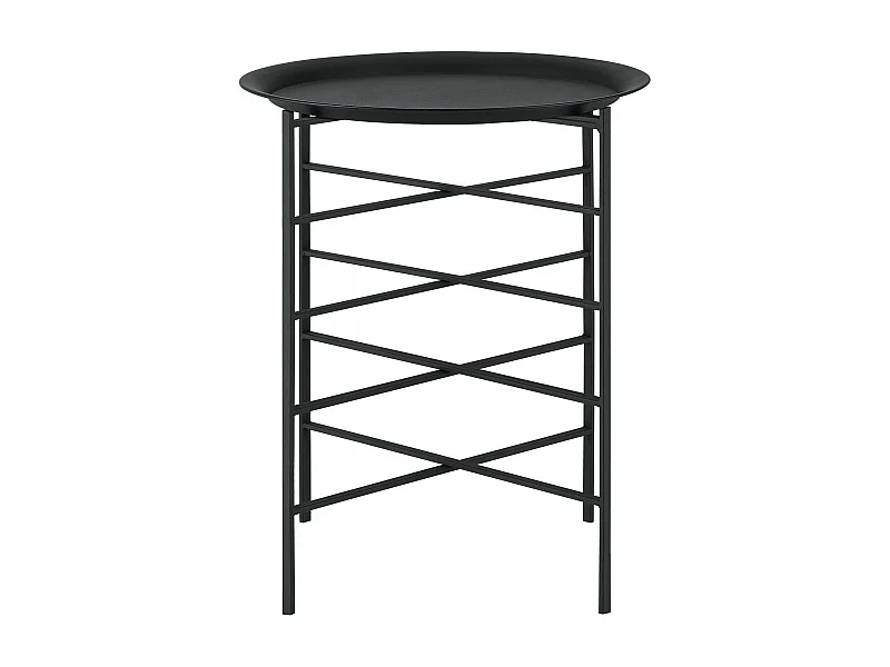 Mesa de centro de diseño con bandeja extraíble mueble de salón de metal 52 cm negro 03_0006158