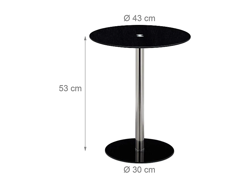 Mesa de centro auxiliar redonda diámetro 43 cm y cristal negro 13_0002680_2