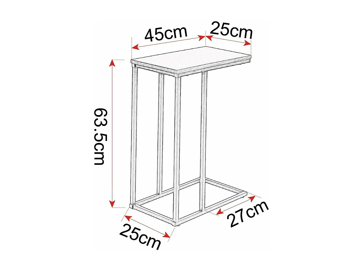 Mesa lateral 63,5 cm em metal e madeira 19_0000363