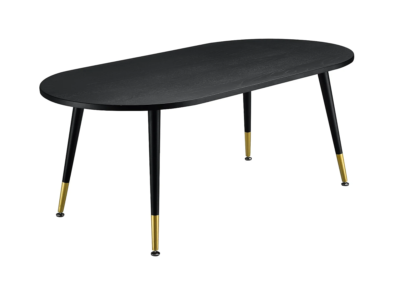 Elegante tavolino di design da salotto tavolo con gambe solide MDF metallo verniciato a polvere 47 x 120 x 60 cm effetto rovere ottone laccato nero opaco 03_0006157
