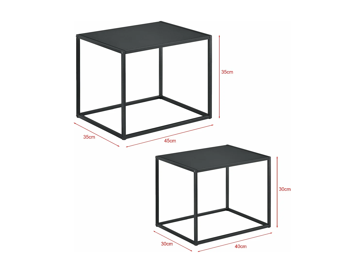 Conjunto de 2 mesas de centro retangulares de metal preto 03_0005782/2