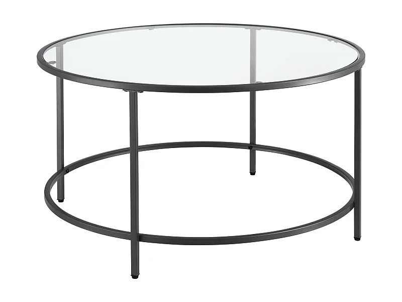 Mesa de centro redonda para salón tapa de cristal patas de acero 84 cm negro 03_0006180