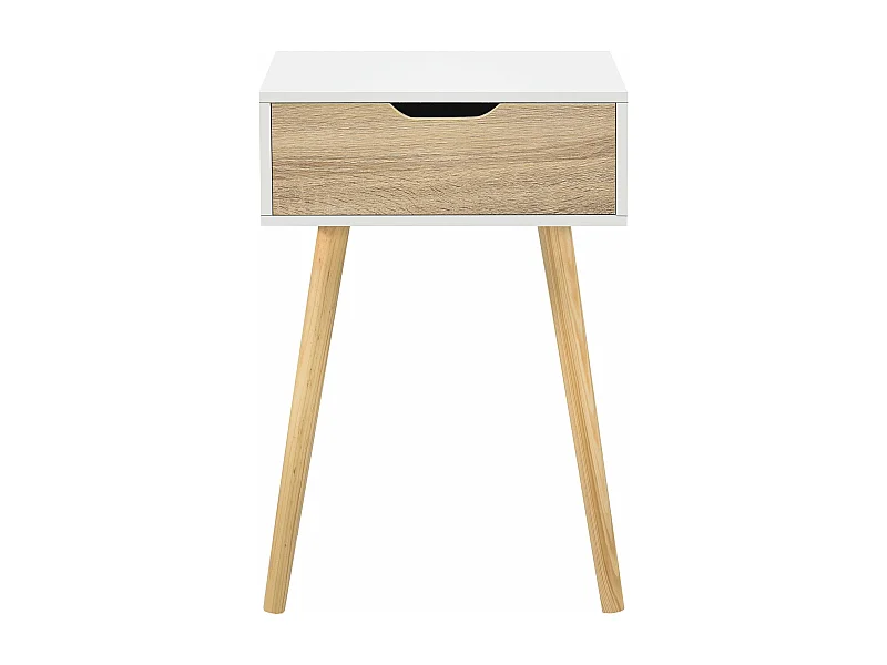 Mesa de centro para mueble de salón con cajón de PVC 60 cm blanco 03_0006162