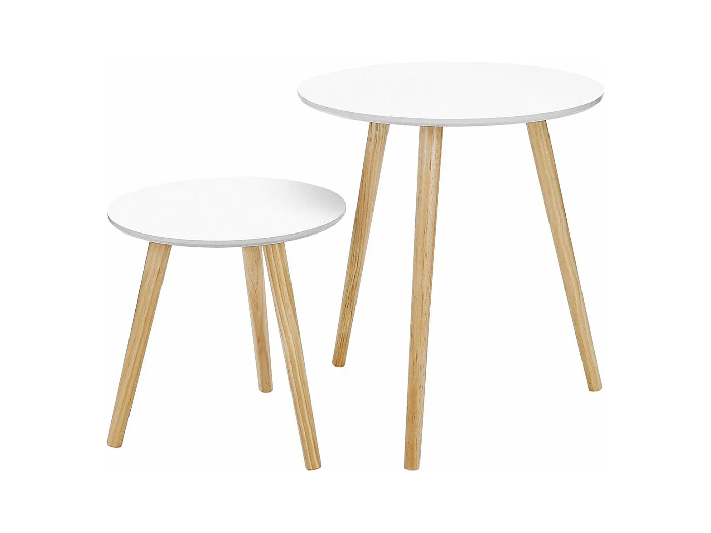 Juego de 2 mesas de centro mesa redonda para cafetería mesita de noche estilo escandinavo moderno minimalista salón dormitorio blanco 12_0002956