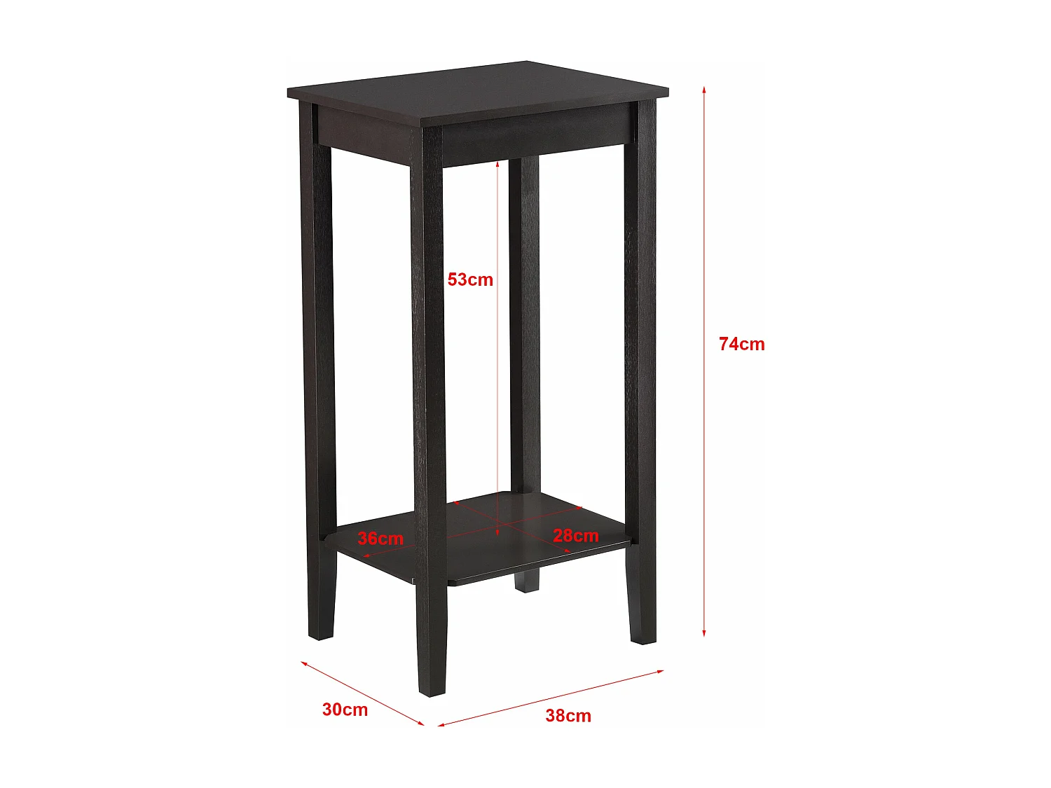 Mesa de centro elegante para sala de estar, mesa lateral com espaço de armazenamento MDF 74 x 38 x 30 cm marrom escuro 03_0006152