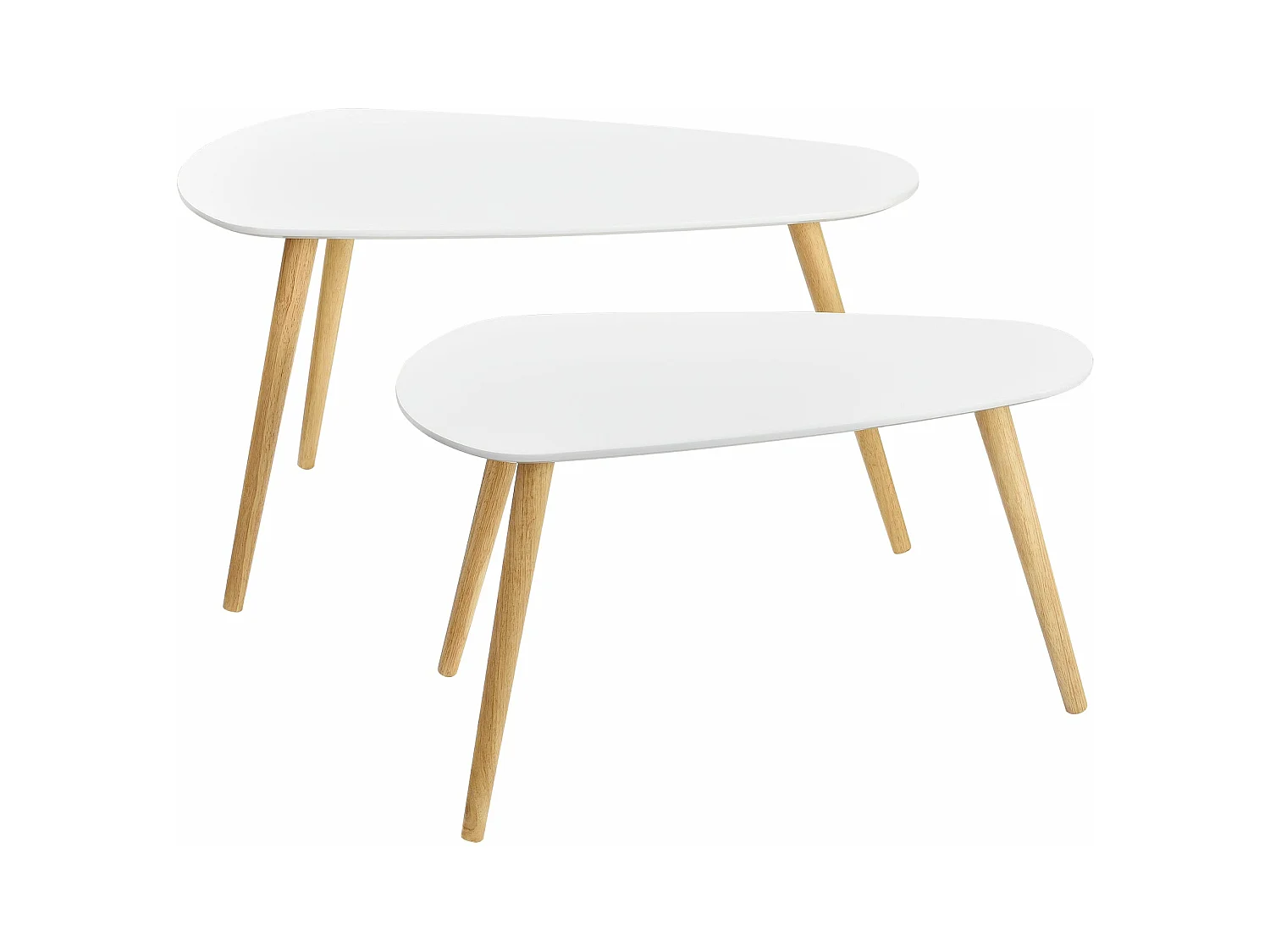 Juego de 2 mesas de centro de diferentes tamaños diseño salón MDF pino 45,5 x 80 x 40 cm y 40,5 x 68 x 36 cm blanco mate 03_0005777