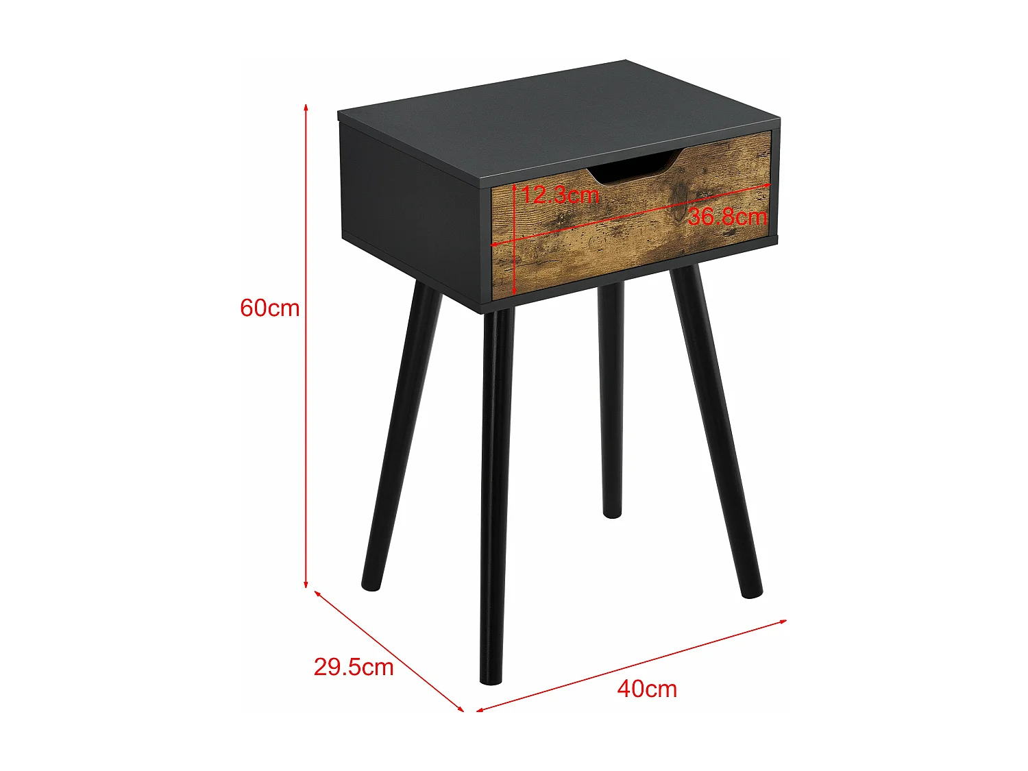 Table basse pour salon PVC noire 40 x 29.5 x 60 cm 03_0006165