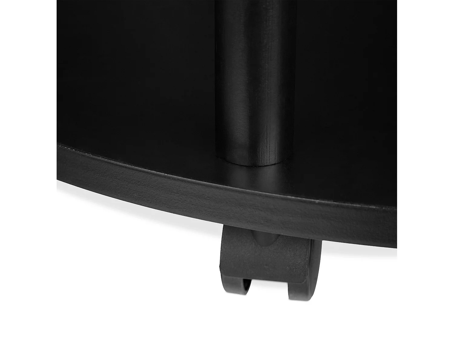 Mesa lateral redonda com rodízios de diâmetro 60 cm madeira e preto 13_0002658