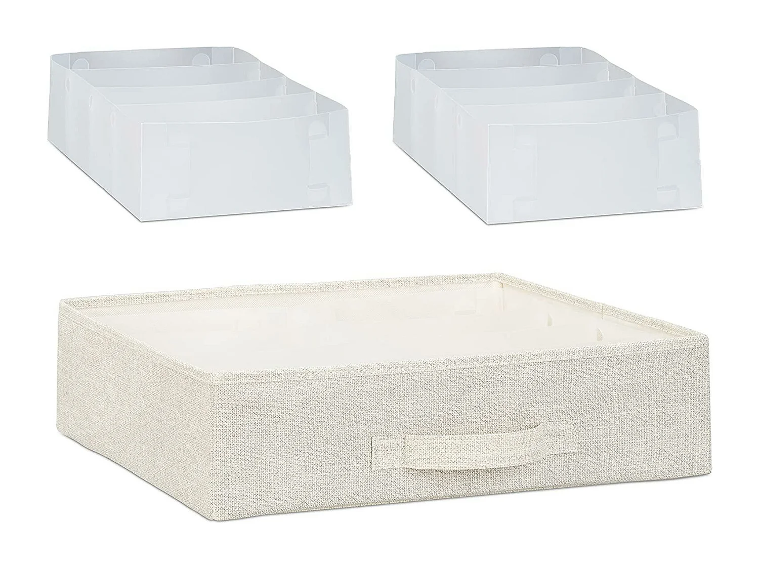 Móvel de arrumação cómoda com gavetas em tecido bege 13_0002582_2