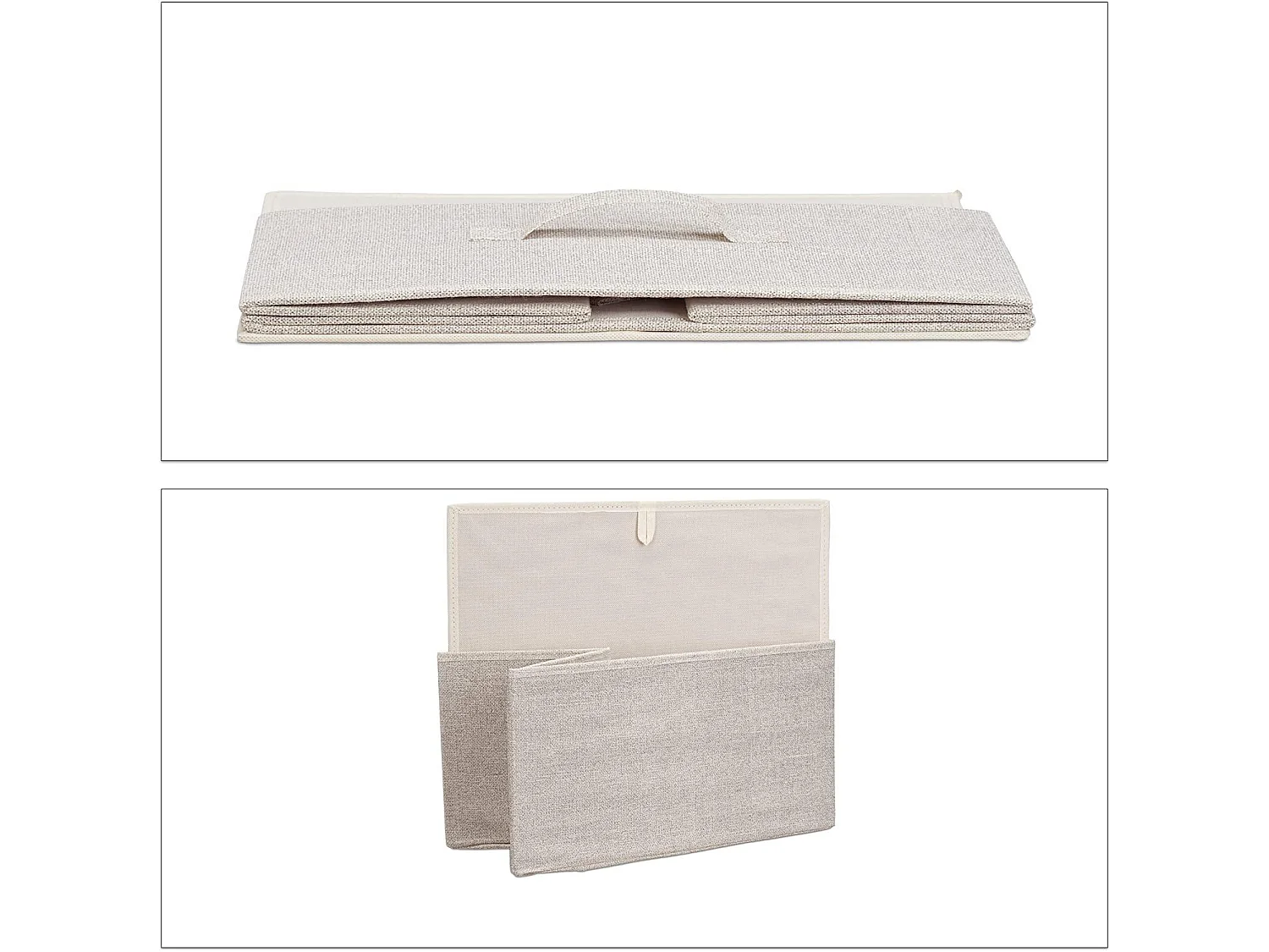Cómoda mueble de almacenaje estantería con cajones tela beige 13_0002582_2
