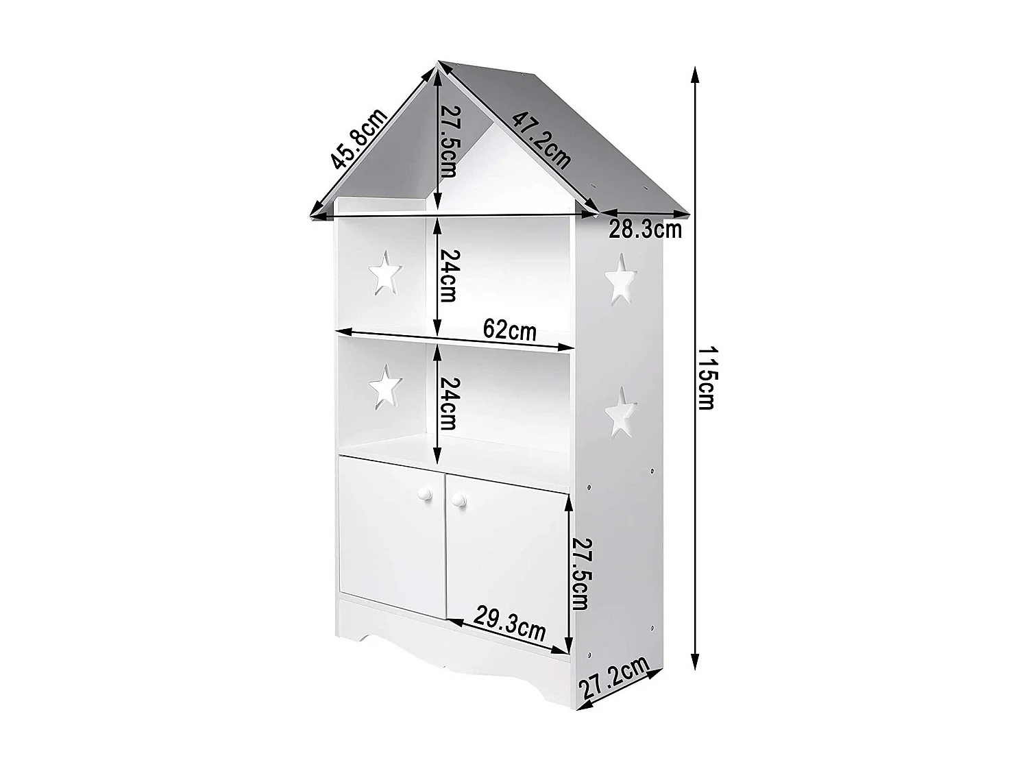 Estantería infantil con puerta de madera con cerradura blanco-gris 19_0000173