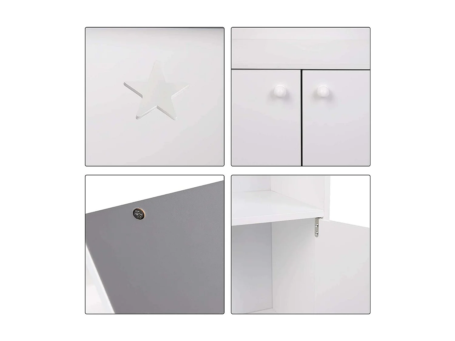Estantería infantil con puerta de madera con cerradura blanco-gris 19_0000173