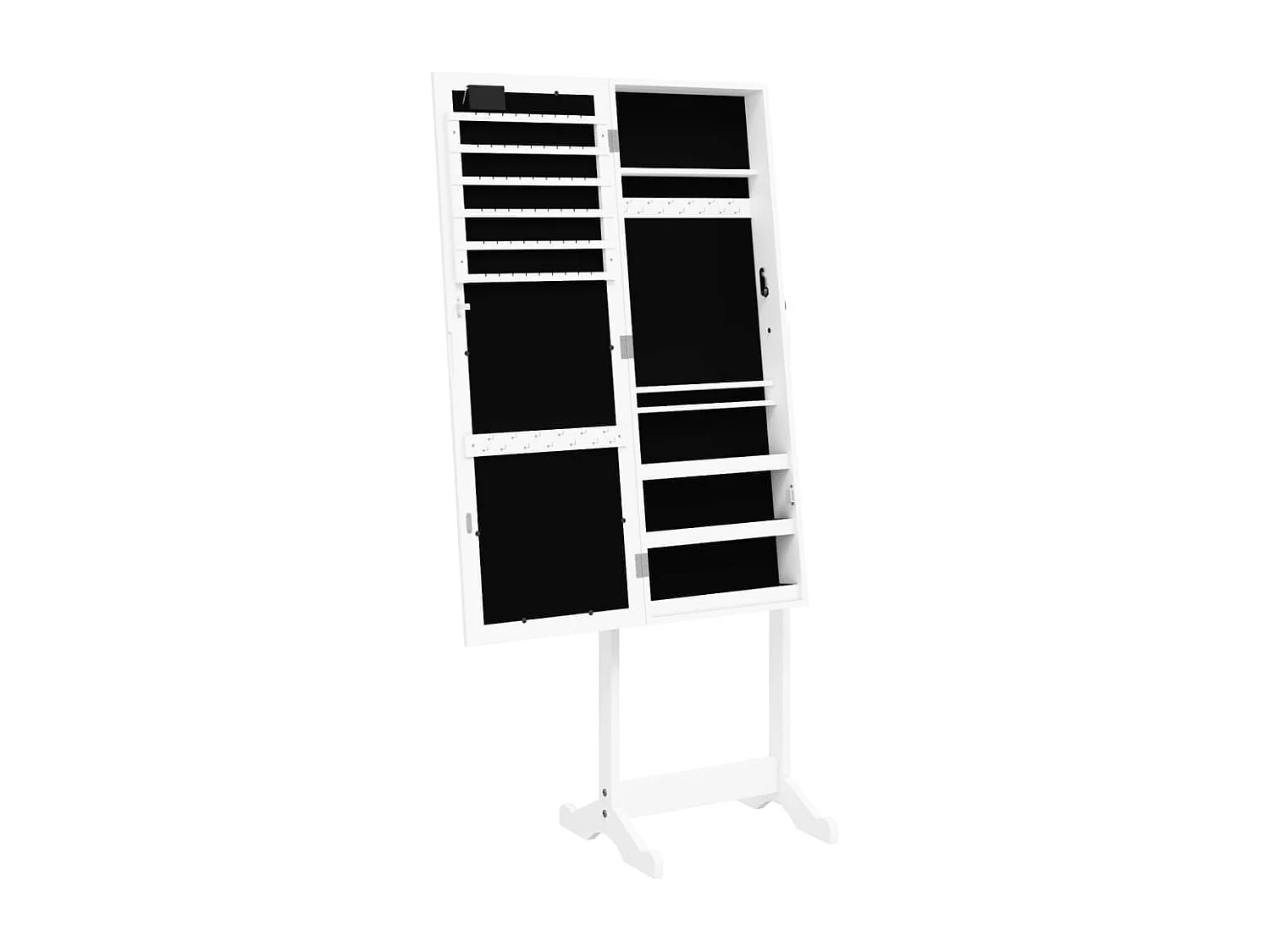 Armadietto per gioielli, organizer per mobili, camera da letto, guardaroba, specchio da bagno con luci a LED su supporto bianco 02_0022854