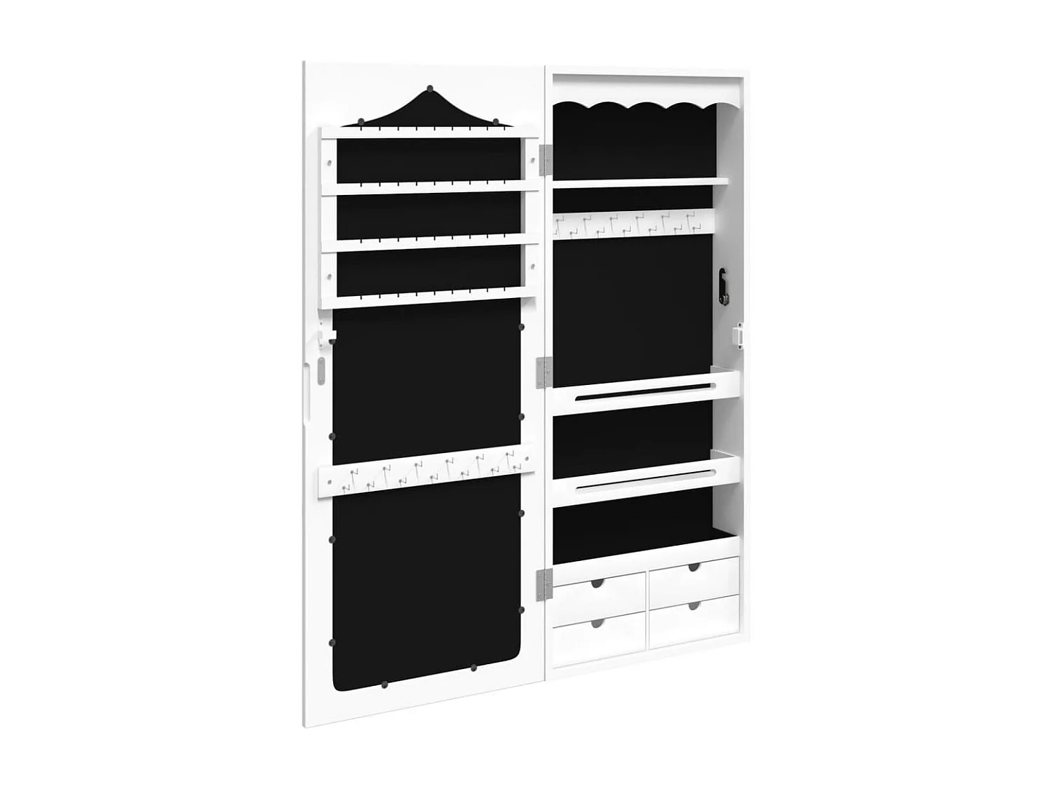 Armário de joias organizador de móveis para quarto vestiário banheiro com espelho de parede 37,5 x 10 x 90 cm branco 02_0022838