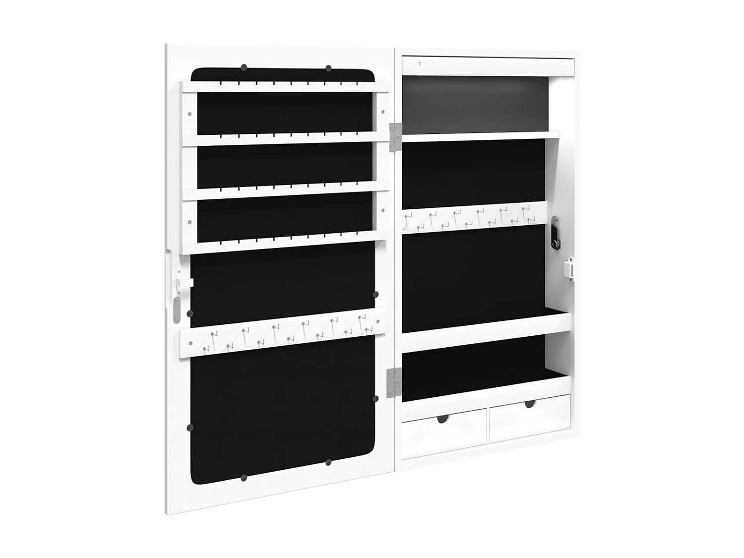 Armario joyero organizador dormitorio guardarropa baño con espejo e iluminación LED de pared blanca 02_0022814