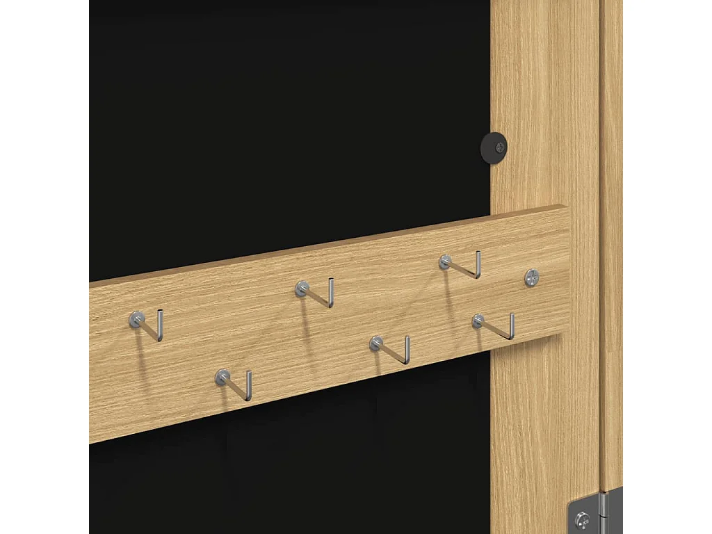 Mobile portagioielli portaoggetti organizer camera da letto guardaroba bagno con specchio e illuminazione LED marrone a parete 02_0022801