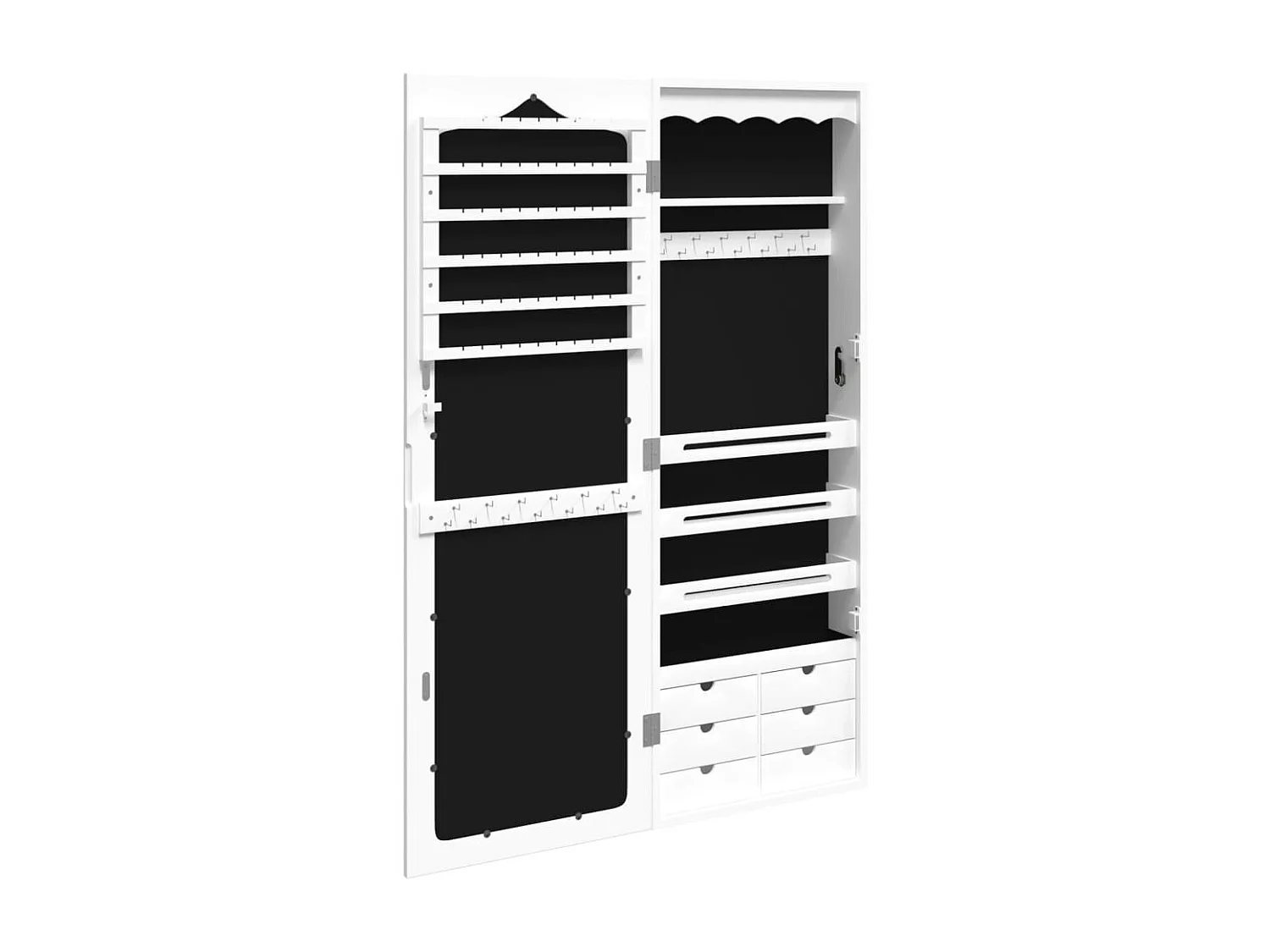 Armario para joyas, mueble organizador, dormitorio, guardarropa, baño con espejo de pared 37,5 x 10 x 106 cm blanco 02_0022835