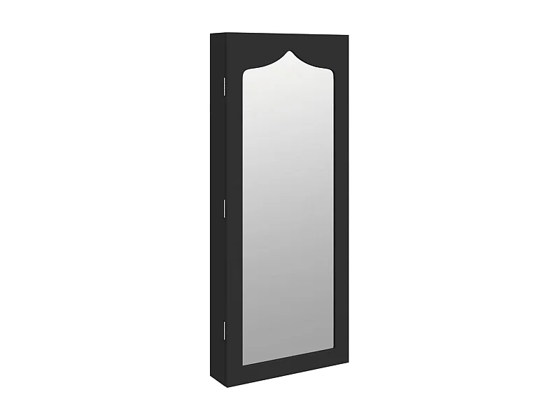 Armário de joias organizador de móveis para quarto vestiário banheiro com espelho de parede 37,5 x 10 x 90 cm preto 02_0022845