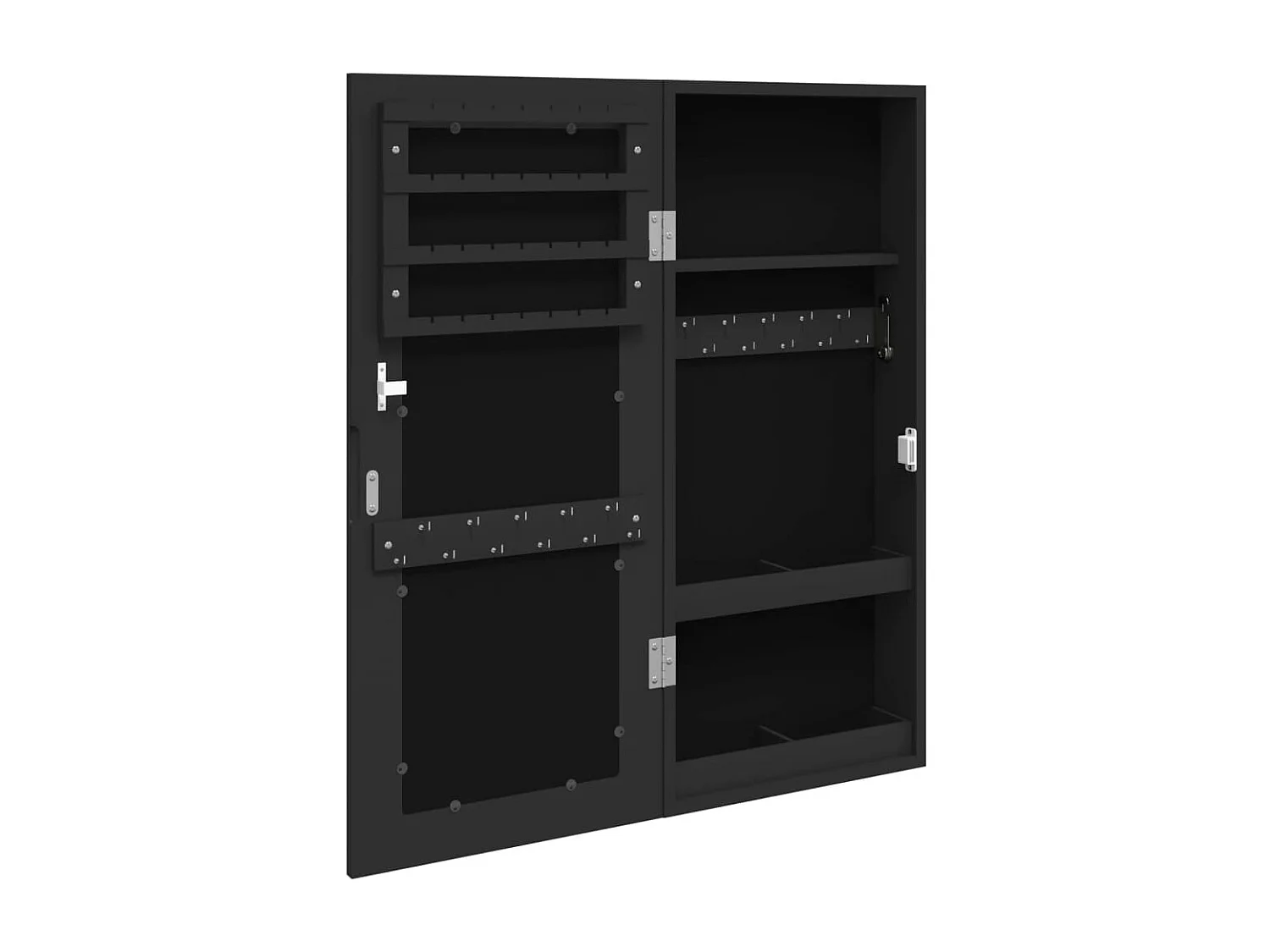 Armario para joyas, mueble organizador, dormitorio, guardarropa, baño con espejo de pared 30 x 8,5 x 67 cm negro 02_0022840