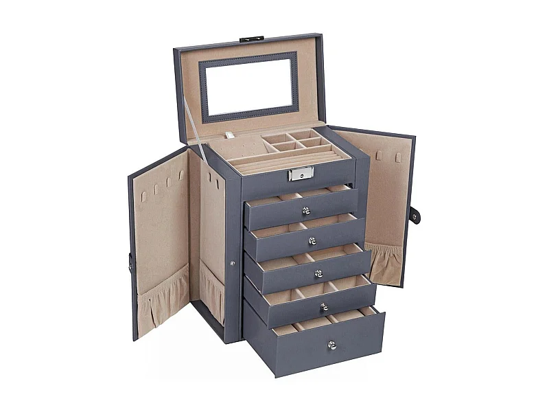 Boîte à bijoux coffre grise 26 x 15.5 x 32 cm 12_0002112