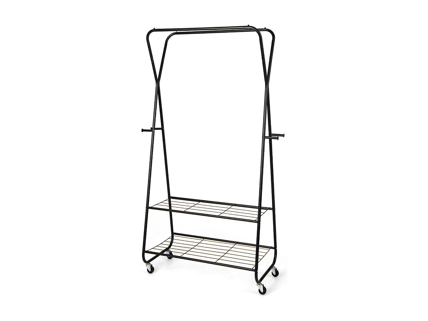 Appendiabiti Su Ruote In Acciaio Cromato - Portatile, Asta Allungabile (92-132 Cm), Capacità 90 Kg, Con 4 Ruote Pivotanti