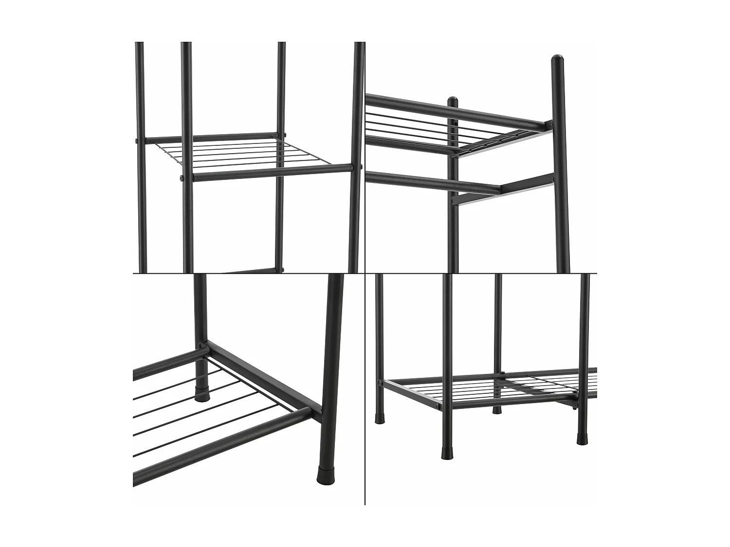 Armário maciço em aço com 4 superfícies de arrumação lacadas 150 x 110 x 40 cm preto 03_0008155