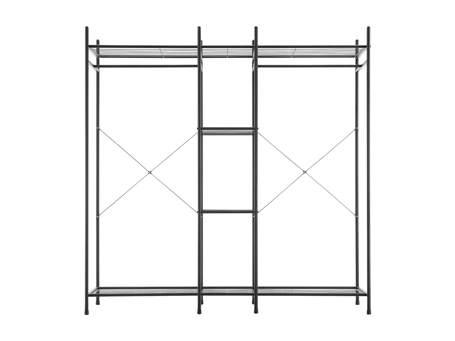 Armário com prateleiras unidade de arrumação 4 superfícies de arrumação 2 varões de aço lacado 150 x 150 x 40 cm preto 03_0008152